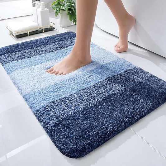OLANLY Bathroom Rugs Mat 24x16, Extra Soft Absorbent Microfiber Bath Rugs, Rubber Backing, Quick Dry, Machine Washable Bath Mats for Bathroom Floor, Tub and Shower, Home Decor Accessories, Navy - ModernBath