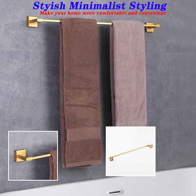 GERZWY 30-Inch Towel Bar, Gold Stainless Steel Bathroom Wall Mounted Towel Rail, Heavy Duty Hand Towel Holder JG1901A75-BE - ModernBath