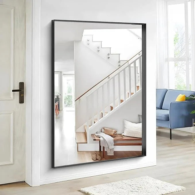 Black Bathroom Mirror, 60x40 Inch Rectangular Framed Mirror, Large Wall Mounted Bathroom Vanity Mirror Over Sink for Bedroom,Restroom, Living Room, Hangs Vertically or Horizontally - ModernBath