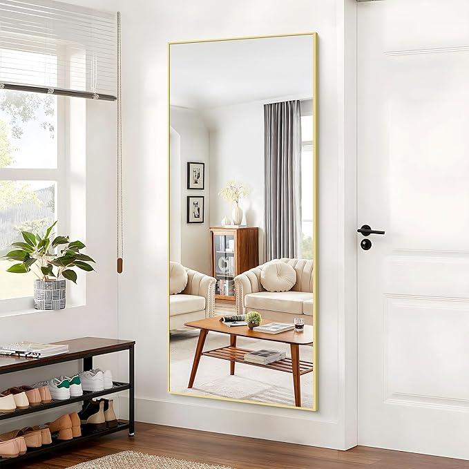 COFENY 36x72inch Bathroom Mirror, Gold Rectangle Mirror with Thin Metal Frame, Large Rectangular Wall Mirrors for Bathroom, Living Roomm, Hair Salon, Big Farmehouse Mirror Hang Horizontal/Vertical - ModernBath