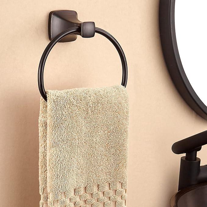 KOCUUY Bronze Towel Holder, Oil Rubbed Bathroom Towel Ring, Bath Hand Towel Hangers Wall Mounted Farmhouse Rustic ORB - ModernBath