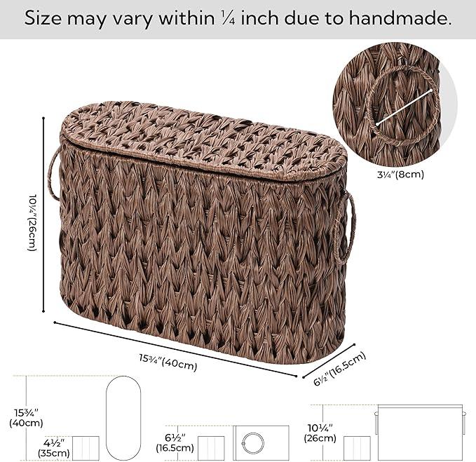 GRANNY SAYS Toilet Paper Storage Basket with Lid, Woven Toilet Paper Holder, Waterproof Bathroom Organizers and Storage, Wicker Basket for Bathroom Storage, Brown - ModernBath