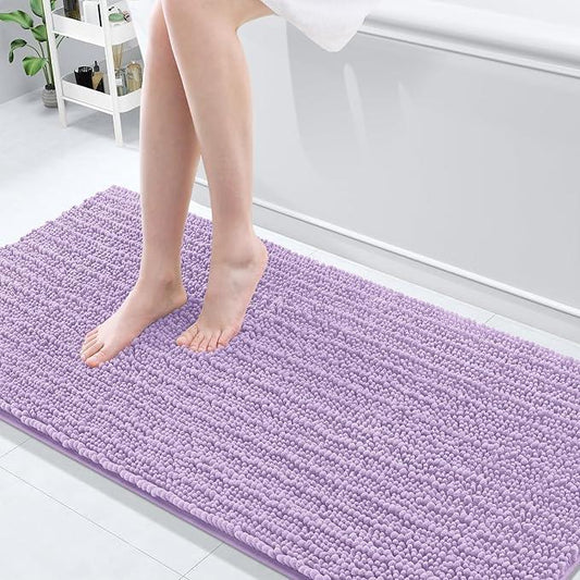 Arotive Luxury Chenille Bathroom Rug Mat, Extra Soft Thick Absorbent Shaggy Bath Rugs, Non-Slip Machine Wash Dry, Plush Bath Mats for Bathroom, Shower and Tub, 70x24, Light Purple - ModernBath