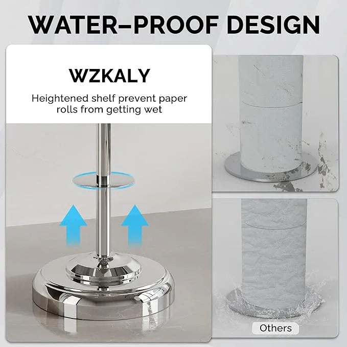 Freestanding Toilet Paper Holder Stand with Storage – Holds 4 Extra Rolls – Chrome Toilet Paper Holder for Bathroom – Sturdy Base, Classic Retro Style, Space-Saving Bathroom Storage Organizer - ModernBath