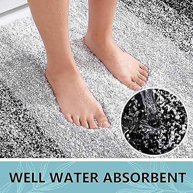 Arotive Microfiber Bathroom Rugs, Shaggy Soft and Absorbent Bath Rug, Non-Slip, Thick Plush Machine Washable Dry Bath Mats for Bathroom, Tub and Shower, 50x30, Black, Rectangular - ModernBath