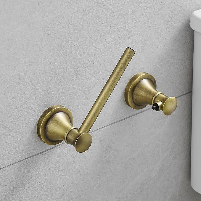 RUMOSE Toilet Paper Roll Holder Bathroom Flexible Pivoting Tissue Handle on Wall Mounted Antique Brass Rustproof Toilet Tissue Roll Holder,Stainless Steel - ModernBath