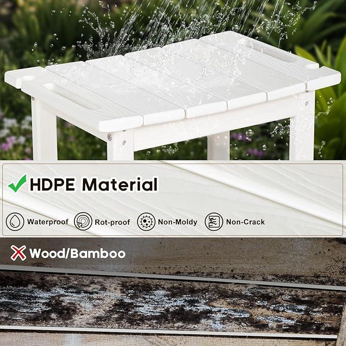 NALONE Shower Bench, HDPE Shower Benches with Storage Shelf & Handles, Indoor and Outdoor Use (White) - ModernBath