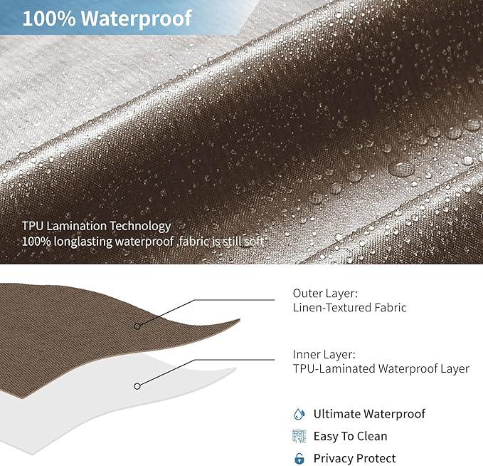 THAIGEE 2-in-1 Waterproof Fabric Shower Curtain or Liner,Linen Textured,Breathable TPU & Washable Bathroom Shower Curtain Set with 12 Plastic Hooks,Modern,72"x72" Brown - ModernBath