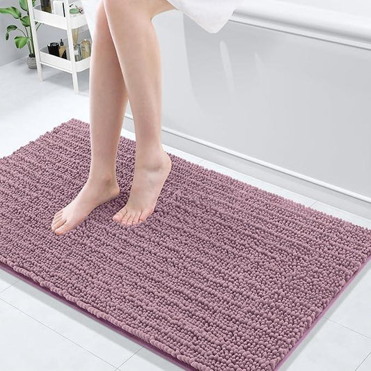 Arotive Luxury Chenille Bathroom Rug Mat, Extra Soft Thick Absorbent Shaggy Bath Rugs, Non-Slip Machine Wash Dry, Plush Bath Mats for Bathroom, Shower and Tub, 47x24, Deep Plum - ModernBath