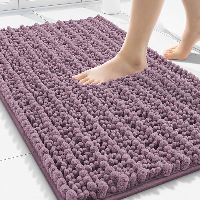 Smiry Bathroom Rugs Mat 30x20, Extra Soft Absorbent Chenille Bath Rugs, Non Slip Rubber Backing Machine Washable Quick Dry Bath Mats for Bathroom Floor, Tub, Shower, Home Decor Accessories, Deep Plum - ModernBath