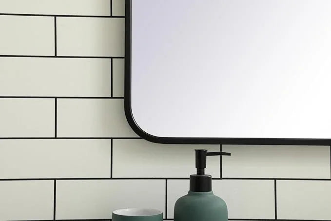 ARS Concepts Aura, Soft Corner Metal Rectangular Mirror 27X36 Inch in, Modern, Black - ModernBath