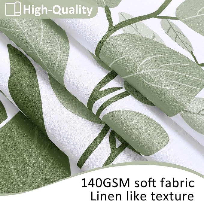 BOODII Sage Green Leaf Shower Curtain for Bathroom Botanical Eucalyptus Nature Eucalyptus Shower Curtain Set Floral Leaves Waterproof Bathroom Bath Curtains with Hooks 72x72 - ModernBath