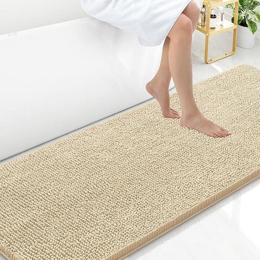 Arotive Bathroom Rugs 70x24, Extra Soft Absorbent Shaggy Chenille Bath Rugs, Machine Washable Rubber Backing Non-Slip Bath Mats for Bathroom Floor Tub and Shower, Home Decor Accessories, Beige - ModernBath