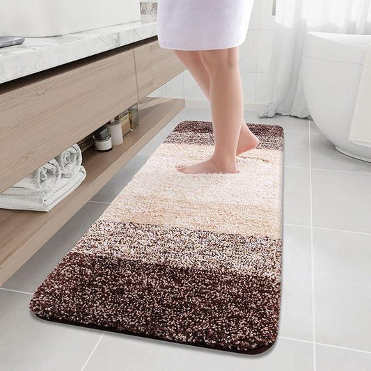 Arotive Microfiber Bathroom Rugs, Shaggy Soft and Absorbent Bath Rug, Non-Slip, Thick Plush Machine Washable Dry Bath Mats for Bathroom, Tub and Shower, 59x20, Brown, Rectangular - ModernBath