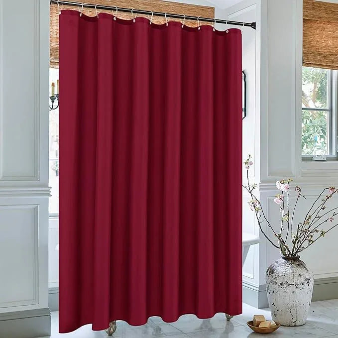 Biscaynebay Quality Fabric Shower Curtain Liners 72 Inch by 72 Inch, Burgundy Water Resistant Bathroom Curtains Rust Resistant Grommets & Weighted Bottom Hem Machine Washable - ModernBath