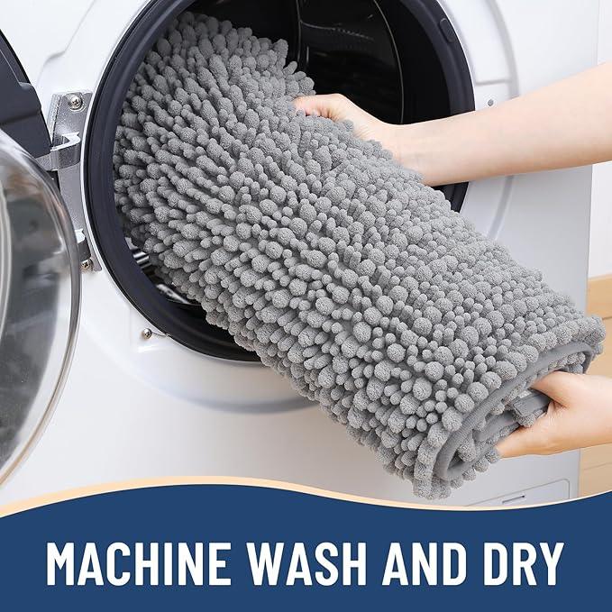 Arotive Luxury Chenille Bathroom Rug Mat, Extra Soft Thick Absorbent Shaggy Bath Rugs, Non-Slip Machine Wash Dry, Plush Bath Mats for Bathroom, Shower and Tub, 40x32, Light Grey - ModernBath