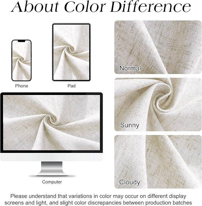 Naturoom 60 Inch Shower Curtain - Stall Narrow Half Linen Ultra Thick Fabric Shower Curtain Set with Hooks, Boho Farmhouse Rustic RV Camper Bath Curtains for Bathroom, Beige White, 60x72 - ModernBath
