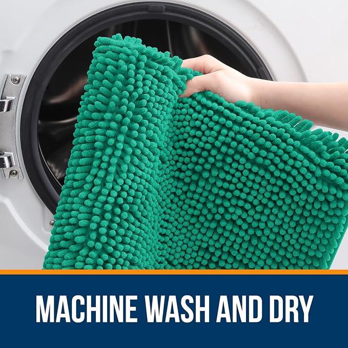 OLANLY Bathroom Rugs 30x20, Extra Soft Absorbent Chenille Bath Rugs, Rubber Backing Quick Dry, Machine Washable Bath Mats for Bathroom Floor, Tub and Shower, Home Decor Accessories, Emerald - ModernBath
