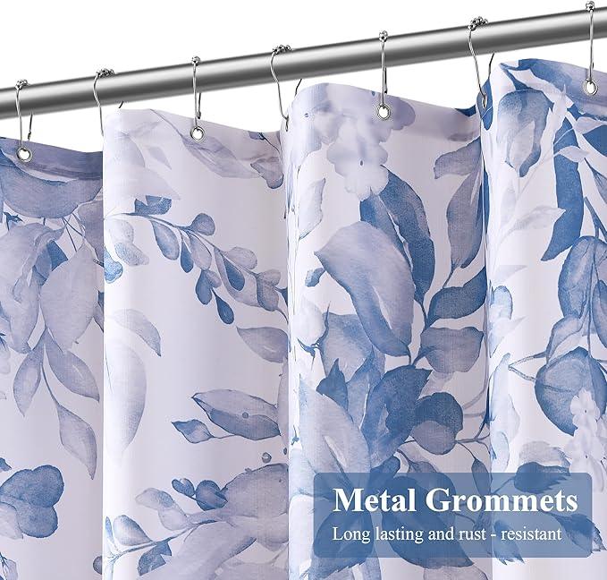 BOODII Dusty Blue Plant Watercolor Shower Curtains 72 inches Long Floral Leaf Shower Curtain for Bathroom Botanical Leaves Dusty Blue Eucalyptus Curtain Jungle Bathroom Decor 72x72 - ModernBath