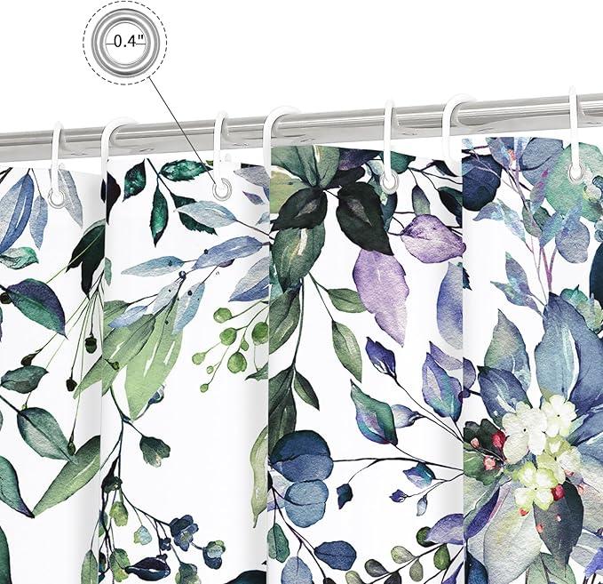Gibelle Long Shower Curtain 72 x 78, Green Eucalyptus Leaves Shower Curtain, Watercolor Floral Plant Bathroom Curtains Shower Set - ModernBath