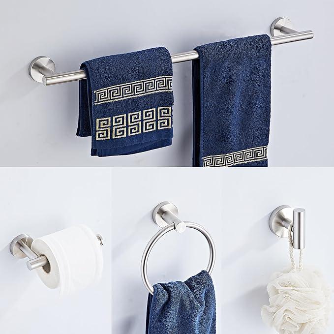 Brushed Nickel Bathroom Hardware Set 5 Piece with Towel Racks for Bathroom, SUS304 Stainless Steel Bath Towel Bar Set, 24 Inch Wall Mounted Accessories Kit… - ModernBath