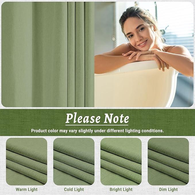 WONICY Extra Long No Hook Shower Curtain with Snap in Liner, Polyester Textured Shower Curtain with Liner Set, Waterproof Washable Hotel Style Shower Curtains for Bathroom, 71Wx86H, Sage Green - ModernBath