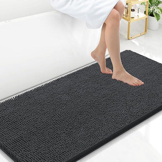 Arotive Bathroom Rugs 47x24, Extra Soft Absorbent Shaggy Chenille Bath Rugs, Machine Washable Rubber Backing Non-Slip Bath Mats for Bathroom Floor Tub and Shower, Home Decor Accessories, Dark Grey - ModernBath