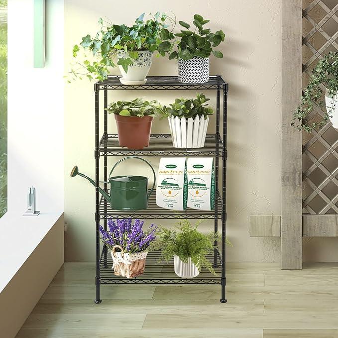 BNSPLY 4 Tier Wire Shelving Unit, Height Adjustable Wire Shelves with NSF Certified, Metal Storage Rack Shelf Unit for Kitchen, Laundry, Bathroom, Pantry, Closet (12" D x 19.7" W x 31.5" H, Black) - ModernBath
