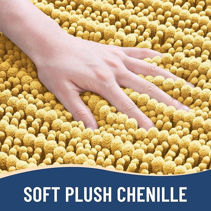Arotive Luxury Chenille Bathroom Rug Mat, Extra Soft Thick Absorbent Shaggy Bath Rugs, Non-Slip Machine Wash Dry, Plush Bath Mats for Bathroom, Shower and Tub, 44x24, Yellow - ModernBath