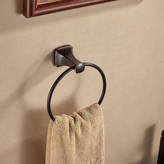 KOCUUY Oil Rubbed Bronze Towel Ring, Bathroom Bronze Towel Holder, Bath Hand Towel Holder Wall Mounted Antique Farmhouse Rustic ORB - ModernBath