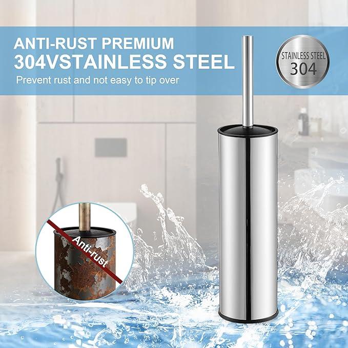 BGL Chrome Toilet Brush and Holder,Stainless Steel Toilet Brushes for Bathroom with Holder - ModernBath
