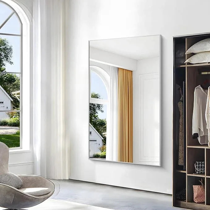 BONEWEI Silver Bathroom Mirror,60x36 inch Wall Mirror for Bathroom Wall Mounted,Large Rectangle Mirror for Bathroom Over Sink,Modern Metal Frame for Living Room,Bedroom Entryway,Horizontal/Vertical - ModernBath