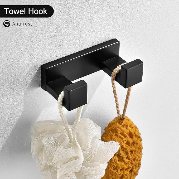 TNOMS Black Towel Bar Set, 4-Pieces Bathroom Hardware Set Modern Bathroom Towel Holder Set SUS304 Stainless Steel Wall Mounted Towel Rack Set,23.6 Inch - ModernBath