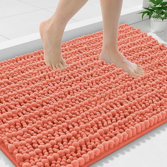 Smiry Bathroom Rugs Mat 36x24, Extra Soft Absorbent Chenille Bath Rugs, Non Slip Rubber Backing Machine Washable Quick Dry Bath Mats for Bathroom Floor, Tub, Shower, Home Decor Accessories, Coral - ModernBath