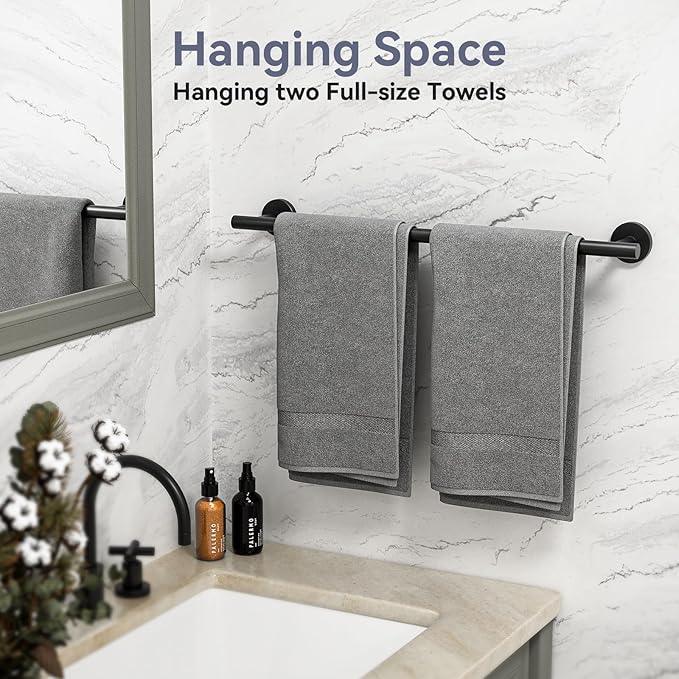 Matte Black Towel Bar, 24 Inch Bathroom Towel Rack (Total Length 26-Inch), Towel Holder Wall Mounted, Thicken SUS304 Stainless Steel Towel Rod Modern Home Decor - ModernBath