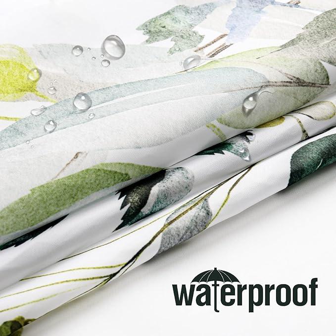 Gibelle Sage Green Eucalyptus Shower Curtain, Watercolor Plant Leaves with Floral Bathroom Decor Waterproof Fabric Shower Curtain Set 72x72 Inch White - ModernBath