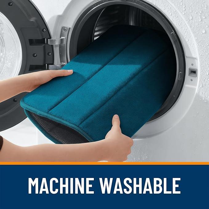 OLANLY Memory Foam Bath Mat 24x16, Super Soft Absorbent Bathroom Rugs, Quick Dry, Machine Washable Shower Floor Rugs, Bathmat Carpet, Bathroom Home Decor Accessories, Peacock Blue - ModernBath