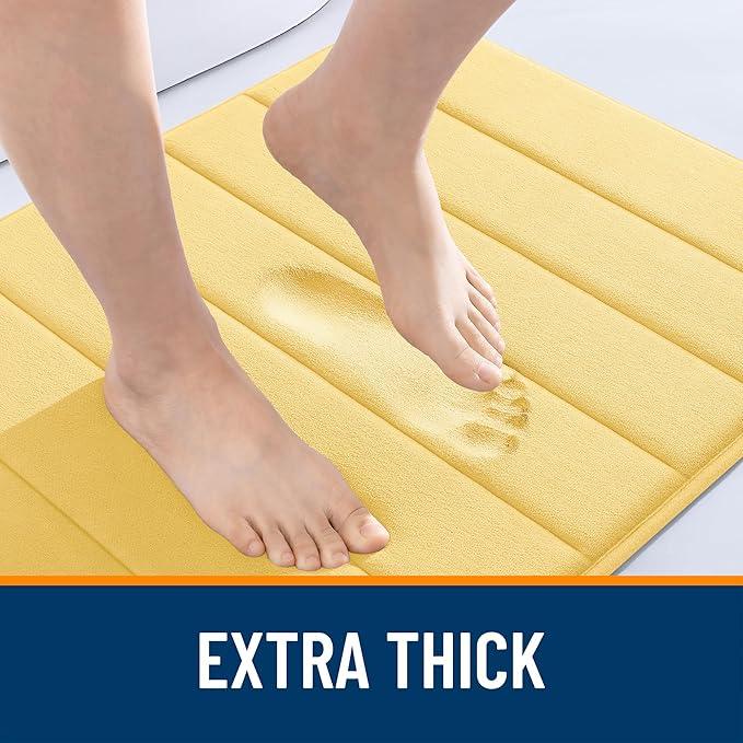 OLANLY Memory Foam Long Bathroom Rugs Runner 70x24, Super Soft Absorbent Bath Mat, Quick Dry, Machine Washable Shower Floor Rugs, Bathmat Carpet, Bathroom Home Decor Accessories, Yellow - ModernBath