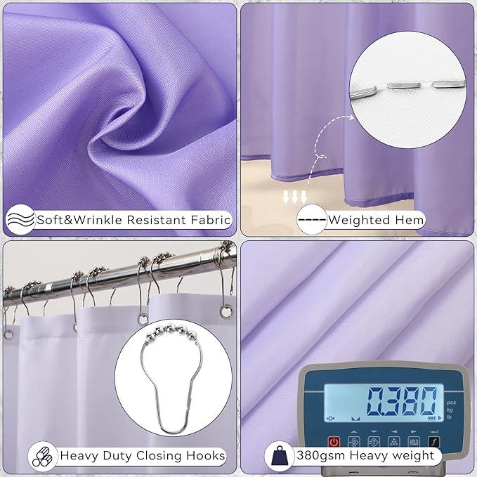XLHOMO Bathroom Set - Purple Bathroom Sets with Shower Curtain and Rugs, 24PCS Shower Curtain Set with Hooks, Soap Dispenser, Soap Dish, Toilet Brush Holder and Trash Can for Housewarming - ModernBath