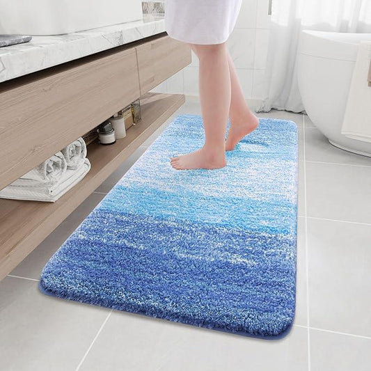 Arotive Microfiber Bathroom Rugs, Shaggy Soft and Absorbent Bath Rug, Non-Slip, Thick Plush Machine Washable Dry Bath Mats for Bathroom, Tub and Shower, 47x24, Light Royal Blue, Rectangular - ModernBath
