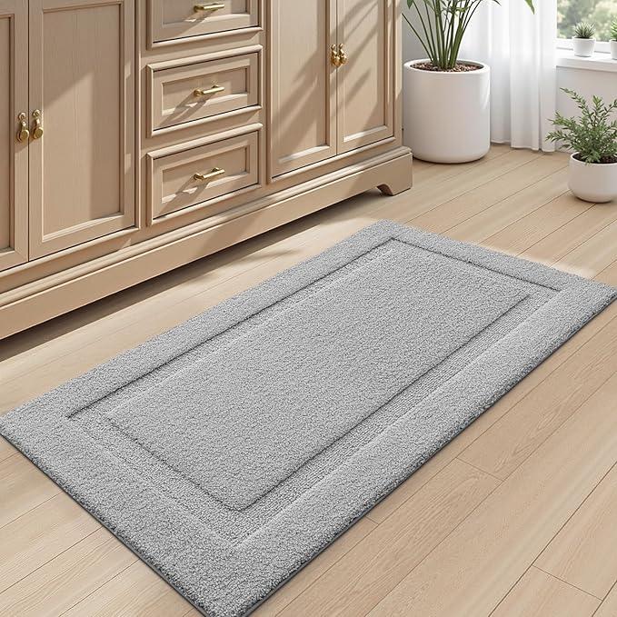 LUMI Large Ultra Soft Bathroom Rugs Non Slip with Rubber Backing, Absorbent Washable Bath Mat Quick Dry, Upgraded Premium Microfiber Plush Carpet for Bathtub and Shower Floor, Grey, 24x43 - ModernBath