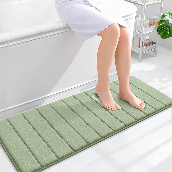 OLANLY Memory Foam Long Bathroom Rugs Runner 47x17, Super Soft Absorbent Bath Mat, Quick Dry, Machine Washable Shower Floor Rugs, Bathmat Carpet, Bathroom Home Decor Accessories, Sage Green - ModernBath