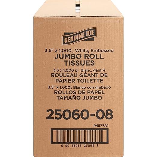Genuine Joe - GJO2506008 Jumbo Dispenser Roll Bath Tissue (Pack of 8) - ModernBath