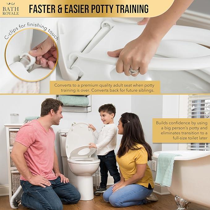 BATH ROYALE Potty Training Seat - Soft Close, Kingsport BR720-00, Round White, Adult & Child Combo - ModernBath