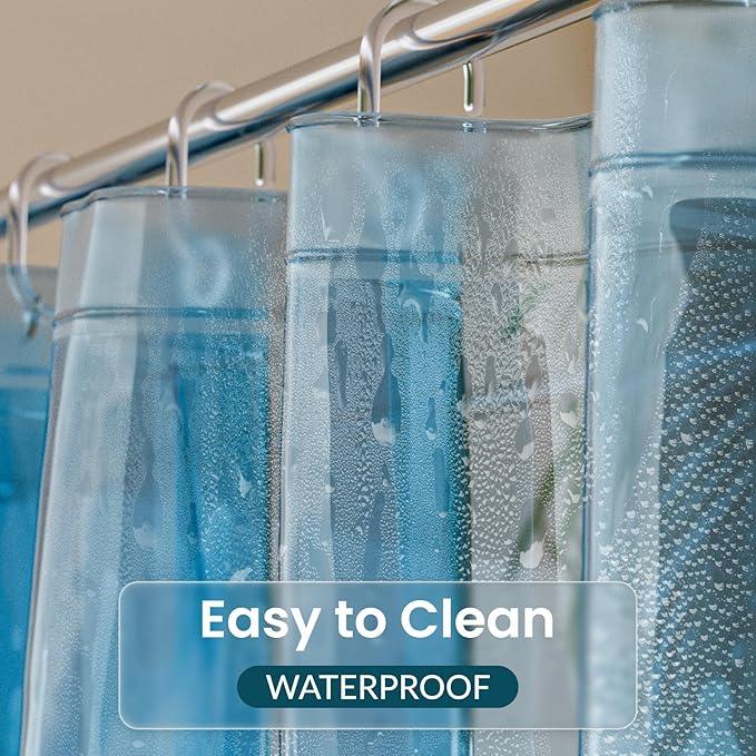 Titanker Shower Curtain Liner, Plastic Shower Liner PEVA 72 x 72 Lightweight Waterproof Shower Curtains for Bathroom with Magnets and Rustproof Grommets, Clear Blue - ModernBath
