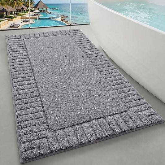 LUMI Bathroom Rugs Non Slip with Rubber Backing, Extra Soft Plush Microfiber Bath Rug Absorbent, Machine Washable Bath Mat Quick Dry for Tub, Shower, Hotel, Dark Grey, 24"x43" - ModernBath