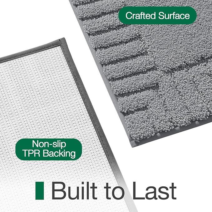 LUMI Bathroom Rugs Non Slip with Rubber Backing, Extra Soft Plush Microfiber Bath Rug Absorbent, Machine Washable Bath Mat Quick Dry for Tub, Shower, Hotel, Dark Grey, 20"x32" - ModernBath