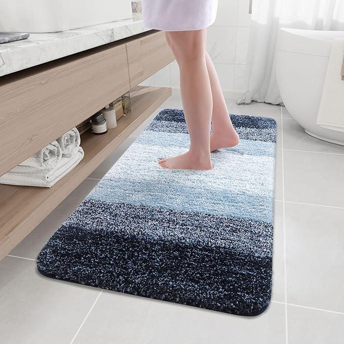 Arotive Microfiber Bathroom Rugs, Shaggy Soft and Absorbent Bath Rug, Non-Slip, Thick Plush Machine Washable Dry Bath Mats for Bathroom, Tub and Shower, 47x24, Dark Blue, Rectangular - ModernBath