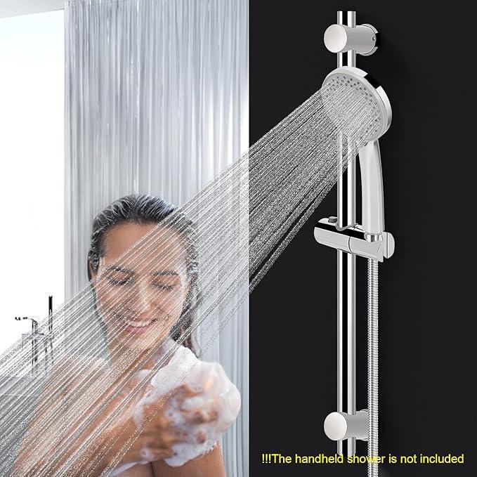 NearMoon Shower Slide Bar with Height/Angle Adjustable Handheld Shower Holder, Bathroom SUS 304 Stainless Steel Shower Head Holder for Bath (Screw Mounted, Chrome Finish) - ModernBath