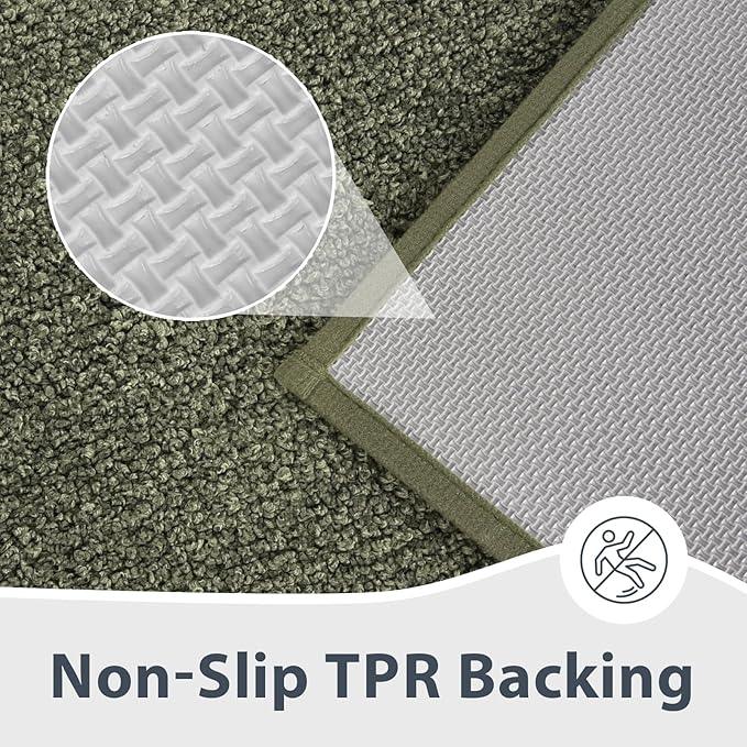anllugs Bathroom Rugs 24" x 60", Non-Slip Extra Soft Absorbent Bath Rugs, Machine Washable Quick Dry Bath Mats for Bathroom Floor, Shower, Bathtub and Sink, Olive Green & Green - ModernBath